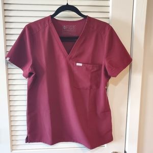Figs Burgundy Catarina Scrub Top (Small)